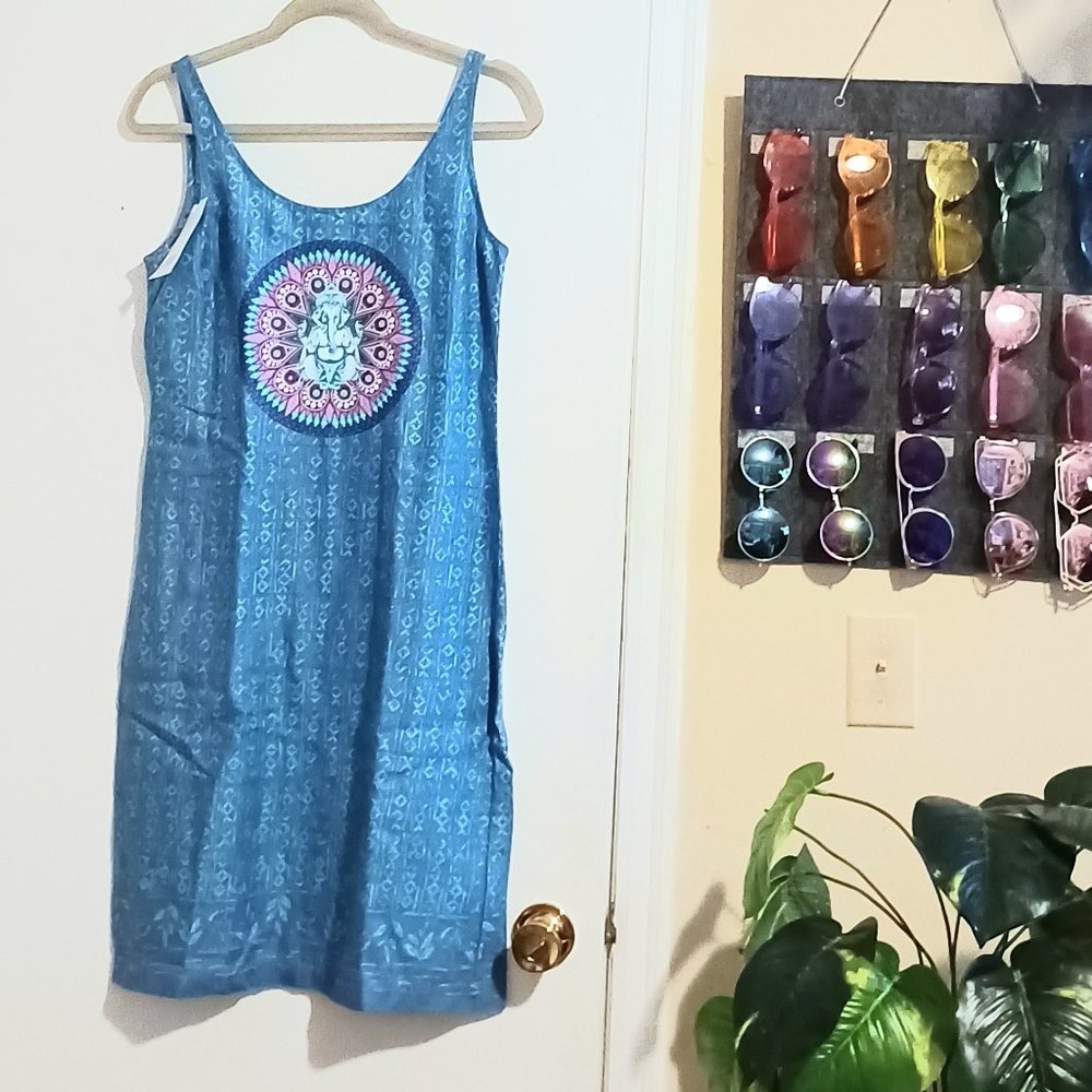 Sz 4 Ganesha Linen Boho Namaste Dress